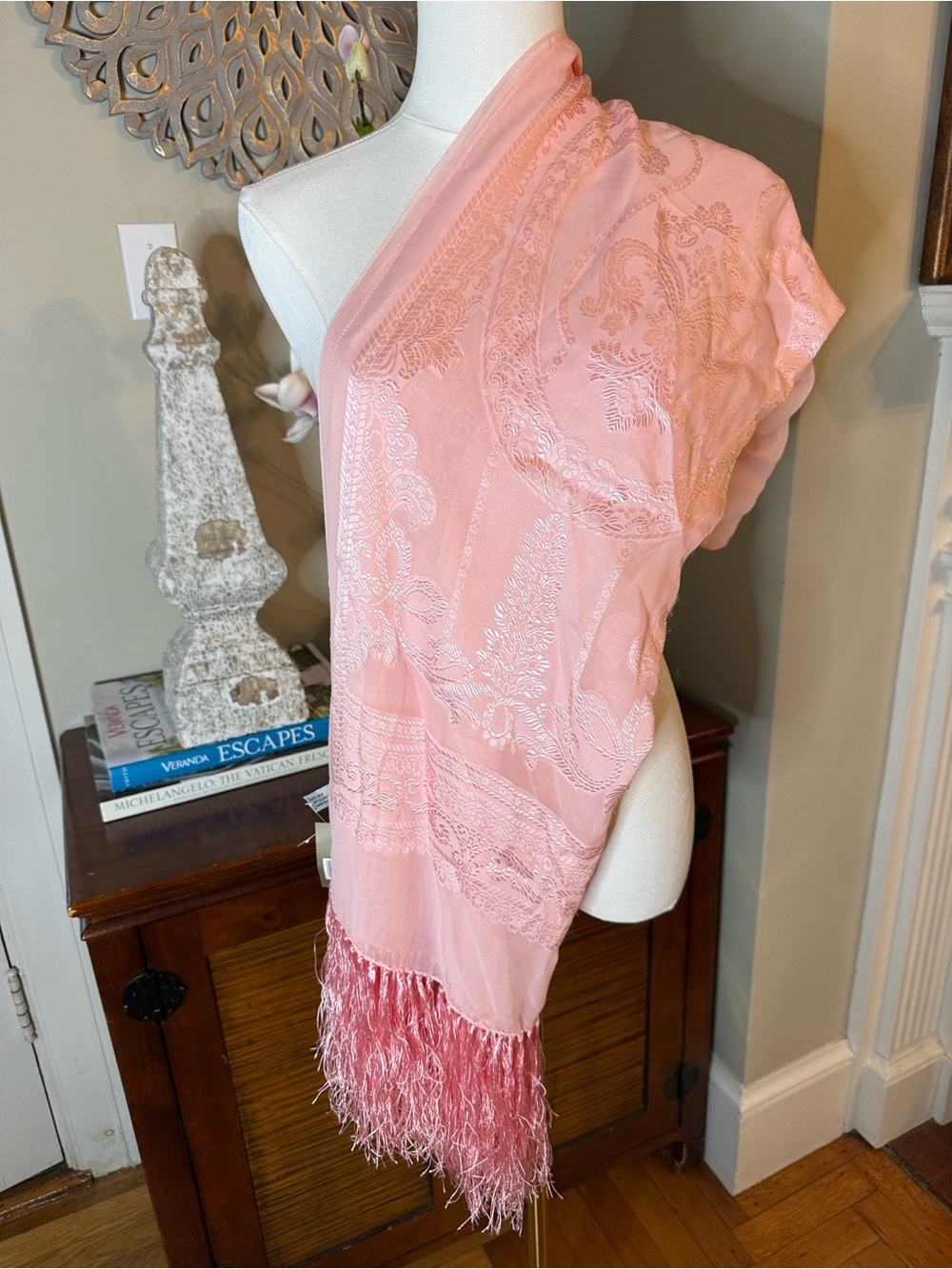 Oscar de la Renta Silk Fringe Scarf